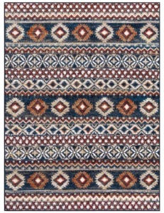 Rosalynn Navy/Multi-Color 5 ft. x 7 ft. Global Low Pile Area Rug - Appears New 