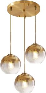 KCO Lighting Gold Gradient 3-Light Large Glass Pendant Light Fixture