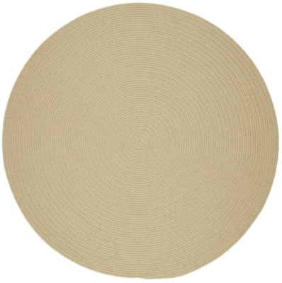 Texturized Solid Cream Poly 6 ft. x 6 ft. Round Braided Area Rug - Appears New