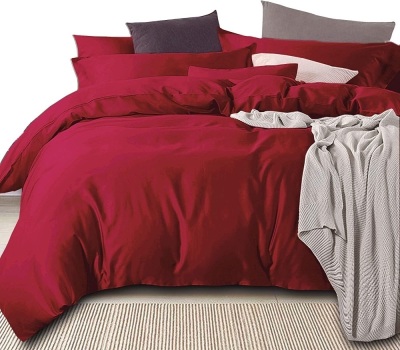 Essina King Size Duvet Cover & 2 Shams, Egyptian Cotton 950 Thread Count, Red