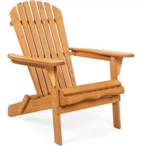 Folding Wooden Adirondack Chair Accent Furniture w/ Natural Finish