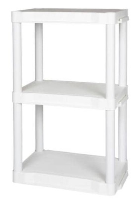 Plano White 3-Tier Plastic Shelving Unit 20" x 32" x 14" - Appears New 