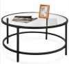 Round Tempered Glass Coffee Table w/ Steel Frame - 36in