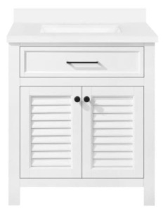 Marksfield 24" x 22" Bath Vanity with Cultured Stone Vanity Top in White with White Basin - Appears New 