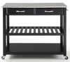 Crosley Black Kitchen Cart with Stainless Top - Appears New