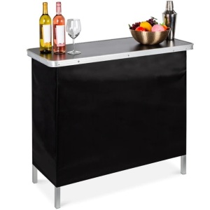 Portable Pop-Up Bar Table w/ Carrying Case, Removable Skirt 