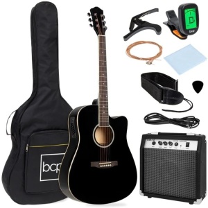 Beginner Acoustic Electric Cutaway Guitar Set w/Case,Strap - 41in