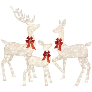 3-Piece Lighted Christmas Deer Set Outdoor Decor with LED Lights 