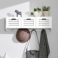 Haotian White Wall Display Storage Unit with 3 Drawers and 4 Hooks