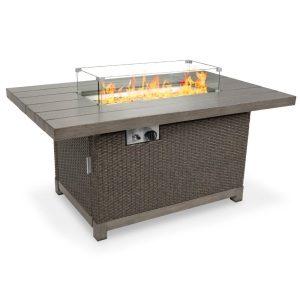 52in 50,000 BTU Wicker Propane Fire Pit Table w/ Aluminum Top, Cover 