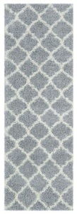 Ottomanson Shag Collection Gray Moroccan Trellis Design 2'7" x 8' Runner Rug - Appears New 