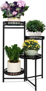 4-Tier Heavy Duty Plant Potted Stand, Rotatable Metal Flower Pot Holders 