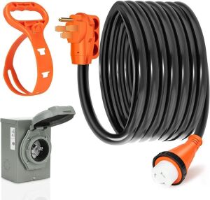 WELLUCK 25FT Power Cord Inlet Box Kit Temporary Connector Cable 50Amp Generator Plug