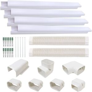 4 inch 17 Ft PVC Decorative Pipe Line Cover Kit for Ductless Mini Split Air Conditioner-Full Set, No Other Parts Needed, White