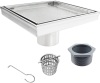 Bernkot Square Shower Drain 6" Brushed Tiled Insert w/ Hair Strainer