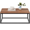 44in Modern Industrial Rectangular Wood Grain Coffee Table w/ Metal Frame