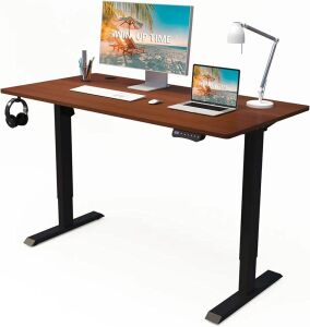 Win Up Time Electric Adjustable Height Standing Desk, 48 x 24 Inches Table Top, Walnut 