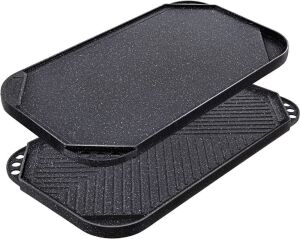 SENSARTE Nonstick Pro-Grid Reversible Grill & Griddle Pan, Two Burner Cast Aluminum, 19.5" x 10.7" 