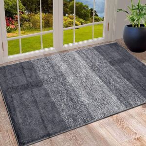 Vaukki Indoor Entryway Door Rug, Non Slip Absorbent Mud Trapper Mat, 24''x36'', Grey