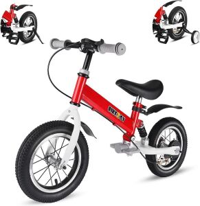 BIKEBOY Balance Bike 2 in 1, 14 Inches for 1-6 Years Old, with Shock Absorbers, Fenders, Pedals, Auxiliary Wheels 