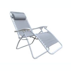 Simply Essential Outdoor Folding Zero Gravity Lounger Chair in Grey/White