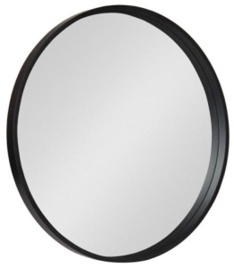 Medium Round Black Contemporary Mirror 25.59" - Appears New 