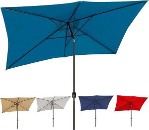 Blissun 10' Rectangular Patio Umbrella Outdoor Market Table Umbrella with Push Button Tilt and Crank