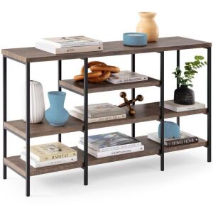 4-Tier Industrial Console Table w/ Tall Shelf Space - 55in 