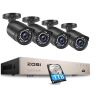 ZOSI 8-Channel 1080p 1TB DVR Security System with 4 Wired Outdoor Cameras