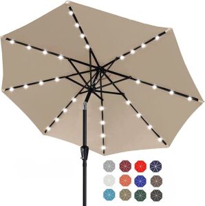 ABCCANOPY Durable Solar Led Patio Umbrella 9FT Khaki