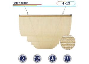 Retractable Shade Canopy Replacement Cover for Pergola Frame Slide on Wire 4' x 12' Beige