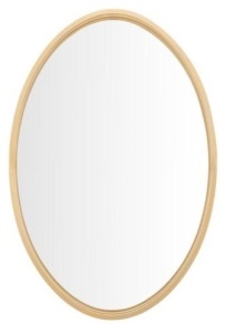 Medium Oval Gold Metal Classic Accent Mirror with Deep-Set Frame 30" x 20" - Appears New