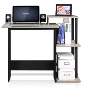 Furrino 40" Rectangular Oak Gary Computer Desk with Shelves - E-Comm Return, Appears New 