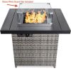 32in Fire Pit Table 50,000 BTU Wicker Propane w/ Cover - No Glass Wind Guard 