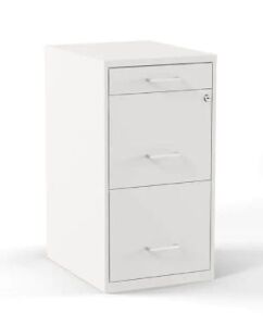 Staples 3-Drawer Light Duty Vertical File Cabinet, Locking, Letter, White, 18"D 