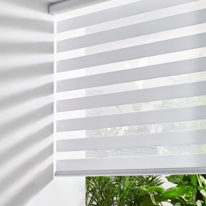 Persilux Cordless Zebra Blinds, Free-Stop Roller Shades, 71" W x 72" H, White, Light Filtering  