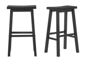 Lot of (2) Black Wood Saddle Backless 29" Bar Stools, Set of 2 - Appear New 