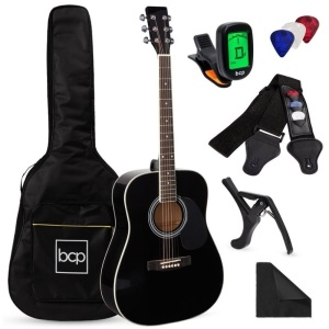 41in Acoustic Guitar Starter Kit w/ Digital Tuner, Padded Case, Picks, Strap 