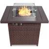 32in Fire Pit Table 50,000 BTU Wicker Propane w/ Cover - No Wind Guard 