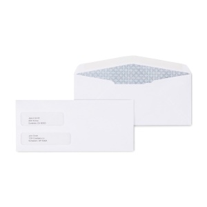 Case of Staples #10 Envelope Double Window Security-Tint Gummed Envelopes 500/Box