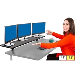 Stand Steady 55" Clamp On Desk Shelf Large Monitor Riser Supports 3 Screens for Extra Storage