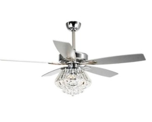 Zuniga 52" Indoor Chrome Downrod Mount Crystal Chandelier Ceiling Fan With Light and Remote Control - Appears New 