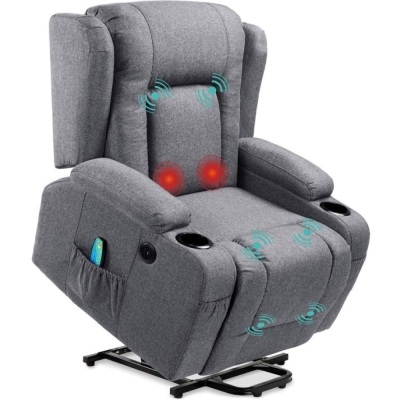 Electric Power Lift Recliner Massage Chair w/ Heat, USB Port, Cupholders 