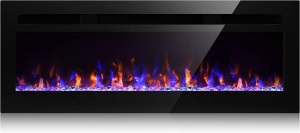 43" Recessed and Wall Mounted Electric Fireplace with 750W/1500W Heater, Remote Control Timer, Adjustable 144 Color Combinations  