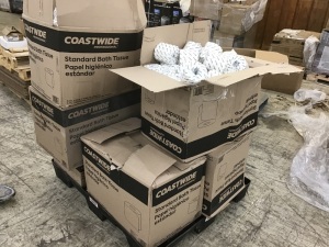 Pallet of Bathroom Paper Products & Trash Bags 