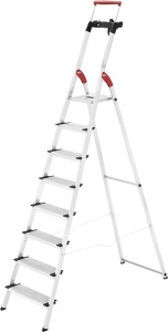 Hailo 8030-827 XXR Comfortline 8Step Folding Lightweight Aluminum Platform Step Ladder, Silver  