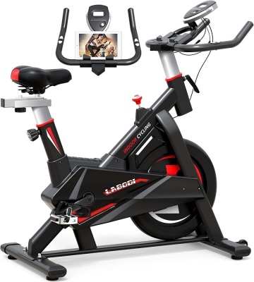 LABODI Stationary Cycling Bike With LCD Monitor, Comfortable Seat Cushion