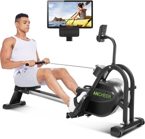 ANCHEER Foldable, Magnetic Rowing Machine with LCD Monitor, 10 Level Resistance, Seat Cushion and Tablet Holder  