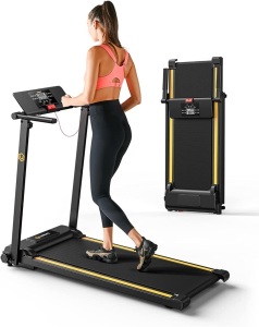 UREVO URTM006 Mini Folding Treadmill with 12 HIIT Modes, 48x26x5.5in  