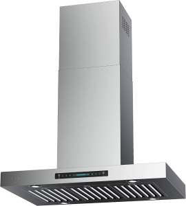 IKTCH 42" Island Mount Range Hood, 900 CFM Ducted with 4 Speed Fan, Stainless Steel, Gesture Sensing & Touch Control